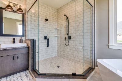 Contemporary Shower with Black Frame Details